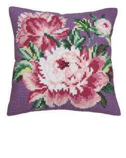 Stickpackung Kissen Rosa Blumen