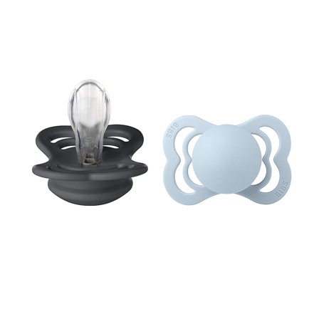 BIBS Supreme Sut Silikone 2-pak Iron/ Baby Blue Str. 1, Børn & Forældre, Sutter, Silikonesutter