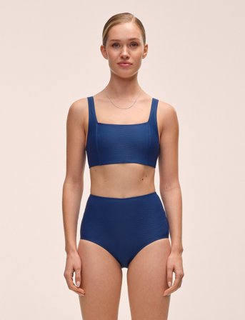 Casall Waffle Square Neck Bikini Top - Navy - 36