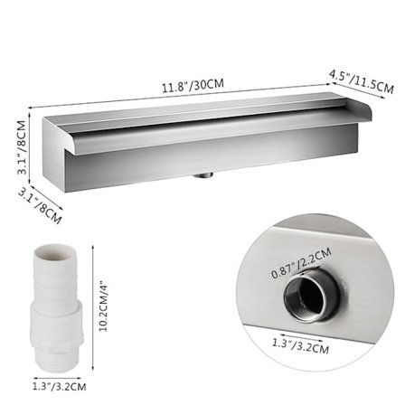 Rustfrit Stål Vandfald Pool Fontæne - Holdbar, Jævn Strømning, Nem Tilslutning