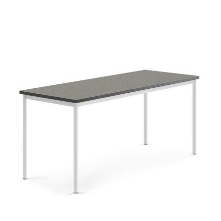 Desk SONITUS, 1800x700x760 mm, dark grey linoleum, white