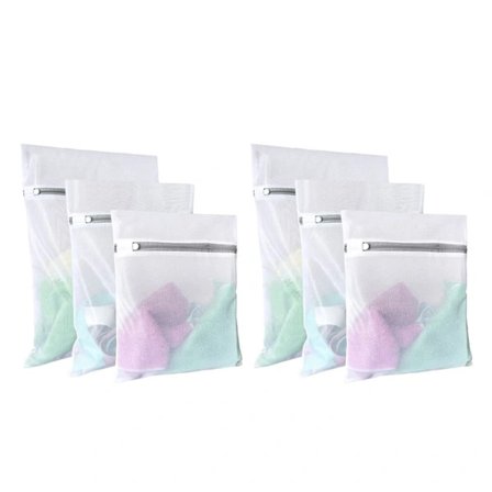 6 stk. Små Fine Netvaskeposer til Vasketøj, Lingeri, med Lynlås 6 stk.