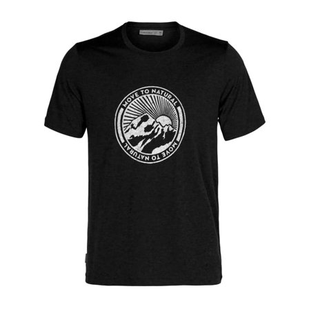 Icebreaker Men's Merino Tech Lite II Short Sleeve T-Shirt Move to Natural Mountain Men short-sleeved sweaters Black XXL
