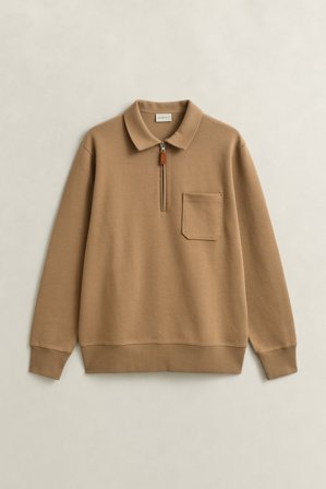 GANT Herren Sweatshirt mit Reißverschlusskragen aus Romanit (M) Khaki