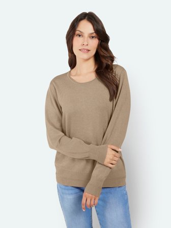 JENSEN - Langærmet Strik - Sand