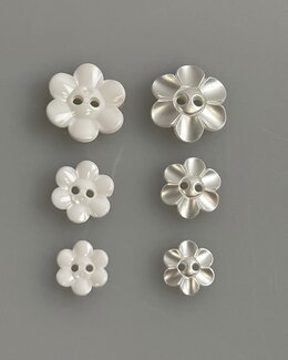 Knapp 12 mm Hvit Blomst - 20 mm - New Old Company