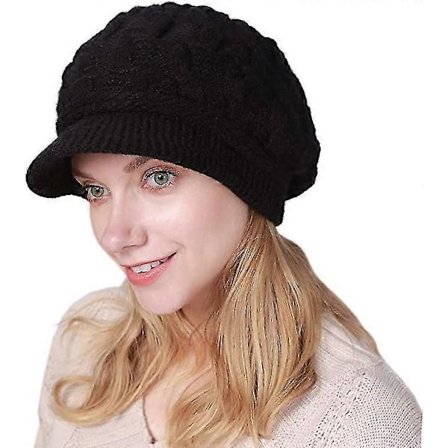 Vinterstrikket lue med fleecefôret innside