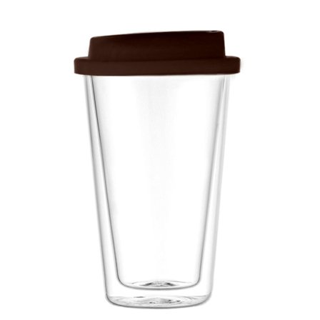350ML Dobbeltvægget Glas med Silikonelåg Isoleret Tumbler Rejse Varm Kold Drik Te Mælk Høj Borosilikatglas Kop Kaffekrus