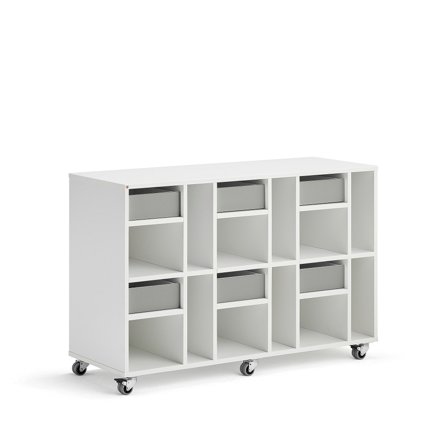 Schüleraufbewahrung CASPER, 6 Schubladen, 12 Fächer, weiß, grau