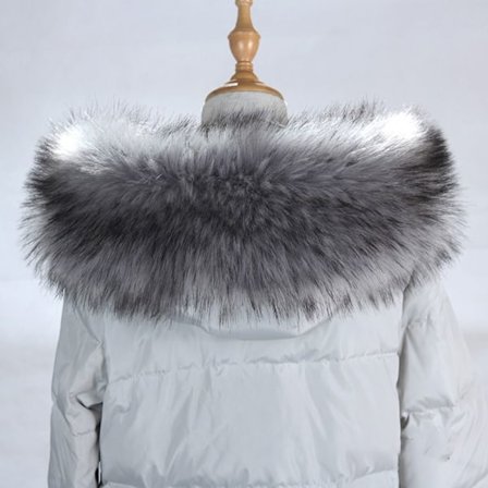 Dunjakke Pels Krage Stripe Faux Krage GRÅ 75CM 75CM grå