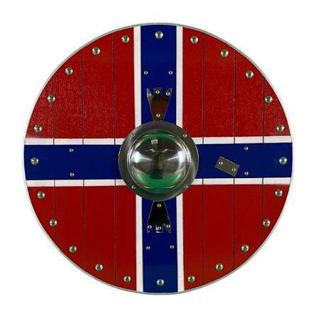 Trä Metall Handgjord Norge Flagga Viking Shield SWE185