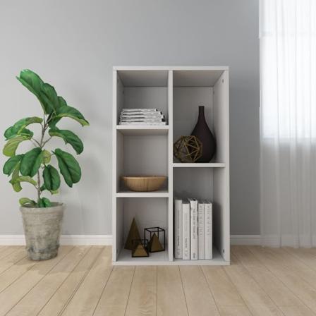 vidaXL Bokhylla/skänk högglans vit 50x25x80 cm konstruerat trä Vit