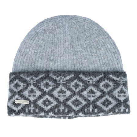 Seeberger - Šedá cuff Beanie - Knit With Turn-up Smoke Gray/Anthracite Cuff @ Hatstore