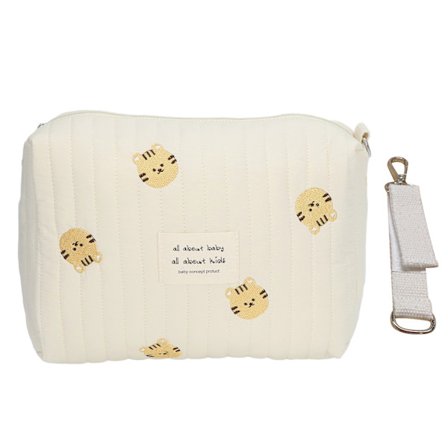 Pusletaske Organiser Lomme Udsøgt Broderi Blød Bomuld Stor Kapacitet Barnevogn Taskearrangør til Rejse Tiger Hoved