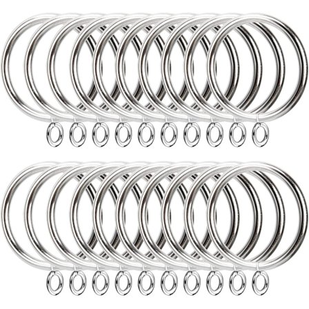 50-pak 38mm gardinringer matt sort metall gardin stangringer - passer til stenger opptil 35mm diameter, sølv