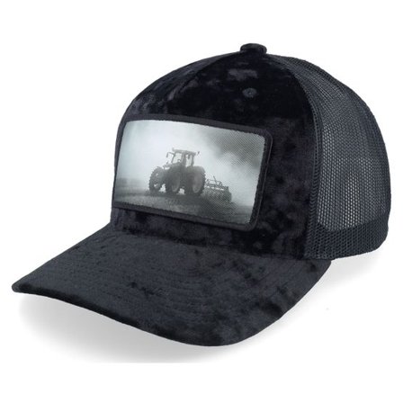 Calza Pennello - Svart trucker Keps - Tractor Black & White Patch Velvet Black A-Frame Trucker @ Hatstore