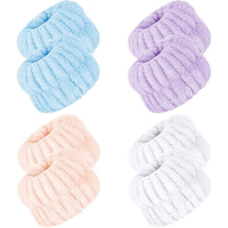 8 stv tvättlappar i mikrofiber för tvätt av ansikte, spa-armband för tvätt av ansikte, absorberande