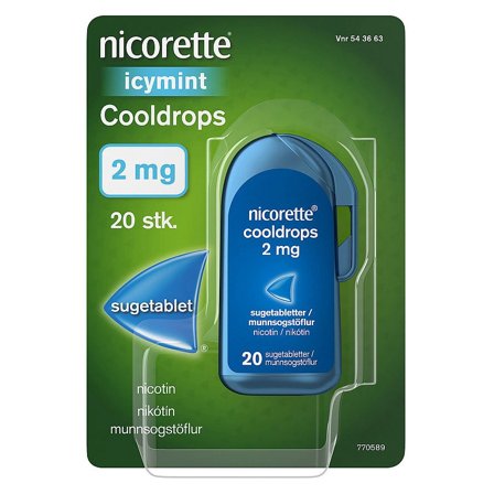 Nicorette Cooldrops 2 mg sugetabletter 20 stk., Medicin & Pleje, Rygestop, Nikotintabletter