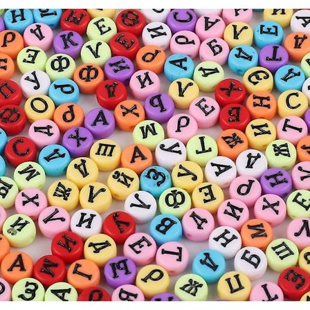 Diy bokstav runda 4*7mm färgade akryl bokstavspärlor för barn