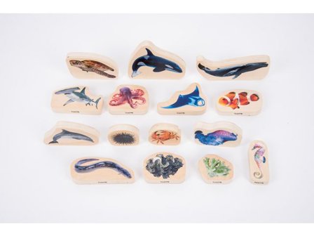 Träfigurer havet 15/fp - Lyreco - Skola och förskola - Lekmaterial - Lekfigurer - Djur