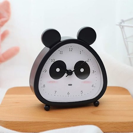 Barnväckarklocka, Analog väckarklocka, Panda Mini Ingen tickande väckarklocka med högt alarm