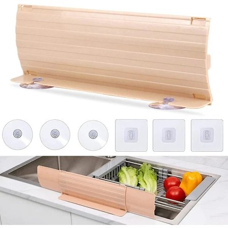 Sprutbeskyttelse for vask med 6 sugekopper, sprutbeskyttelse for vask bak kran eller vaskekum