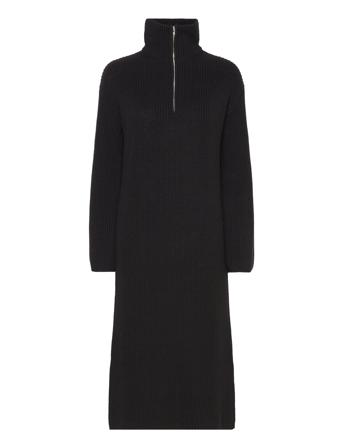 Slfbloomie Ls Knit Dress Half Zip Black Selected Femme