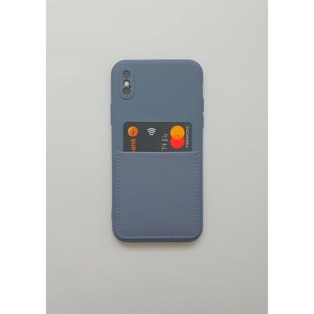 GRÅ SILIKON MOBILSKAL MED KORTHÅLLARE TILL IPHONE XSMAX
