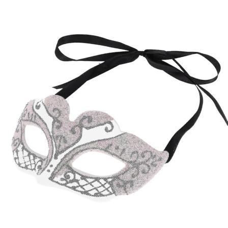 Hvit Festnight Sexy Plast Phantom Halvmaske Halloween Maskeradeball Maske Med Glitterdekorasjon