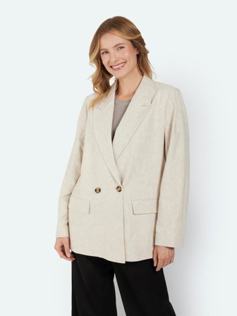 B. COPENHAGEN - Hør Blazer - Sand Melange - Oversized