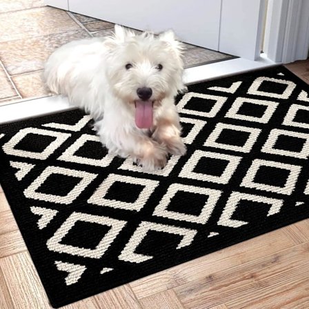 Dørmåtte Indendørs Smudsfang Absorbent 50x80 cm Skridsikker Sort Entrémåtte Hoveddør Velkomstmåtte Lavprofil Indendørs Gulvmåtte