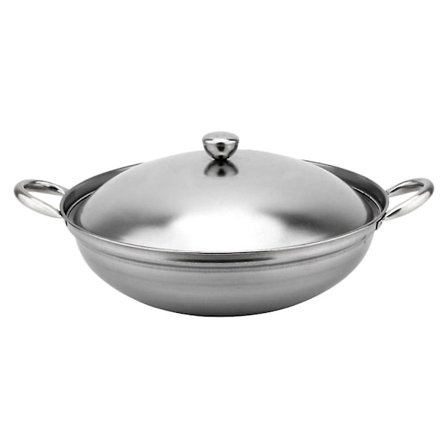 1 set rostfri gryta med dubbla handtag och lock