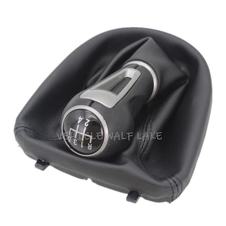 För Seat Leon MK2 1P 2005 2006 2007 2008 2009 2010 2011 2012 Bil-Styling 5/6 Växlad Bil Växelspaksknopp Med Läderdamask - 5 Växlad svart