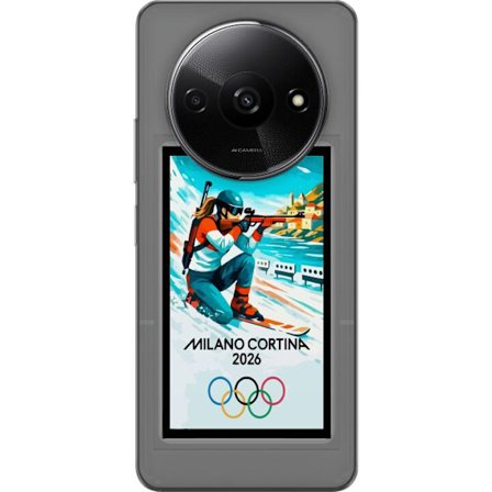 Kompatibelt Mobildeksel til Xiaomi Redmi A3 Retroplakat Cortina Milano 2026 med fjell, vintersportsutøvere, italienske trikolor, Milano-katedralen og
