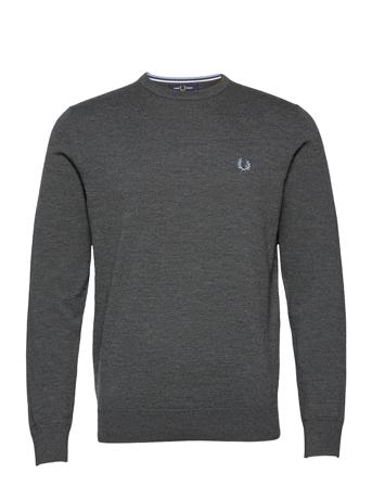 Classic C/N Jumper Stickad Tröja M. Rund Krage Grå Fred Perry