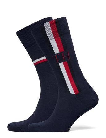 Th Men Sock 2P Iconic Stripe Underwear Socks Regular Socks Sininen Tommy Hilfiger
