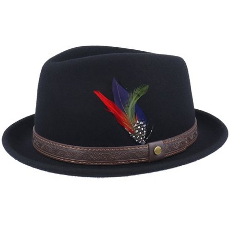 Stetson - Svart fedora Hatt - Player Woolfelt Black Fedora @ Hatstore