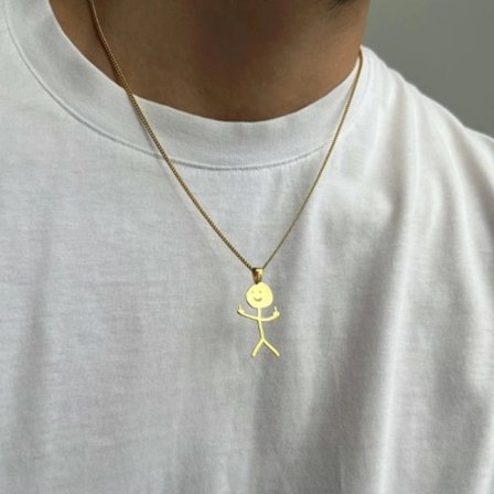 Rolig Doodle Halsband Tändsticka Handgest Pendant Kvinnor
