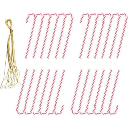 24 st, Julgodis av plast, Julgodis att hänga, Julgodisdekorationer, Julgodisdekorationer för julgran (röd)