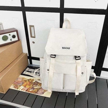 Student School Bag Harajuku Street Backpack för män Unisex Backpack för kvinnor Stor kapacitet High School Student School Bag - Vit