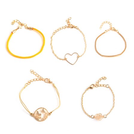 5 st/ set mode kvinnor dam legering armband med blomma hjärta karta hänge dekoration