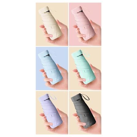 Mini Sunny and Rainy Umbrella Vindmotstånd Resor Automatisk för Utomhusresor Beige