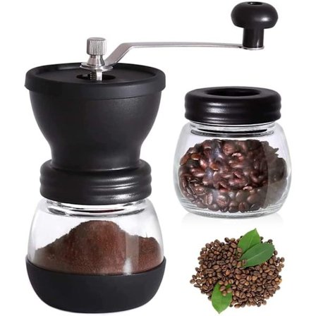 Kahvipapujen jauhin, kädessä pidettävä säädettävä karkeuskeramiikkamylly