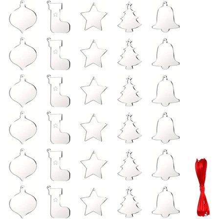 50 stk. Jule Tomme Akrylskiver Pyntesæt til Hjemme Feriedekoration Håndværk og Træer