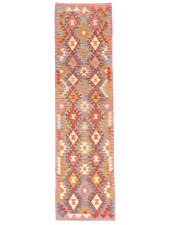 Kelim Afghan Old Style Teppe Håndvevd 82X304 Løpere Rød/Brun Afghanistan