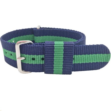 Nato-rannekello naisille 18 mm hopeinen solki sininen vihreä