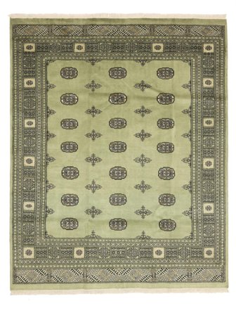 Hand Knotted Pakistan Bokhara 2Ply Rug 197X245 Wool Dark Green/Green