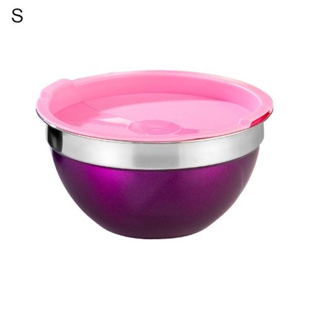 Wharick Salatbolle Rustfri Solid Vaskbar Rund Bolle med Plastlokk Salat Fruktpanne for Hjem RMK