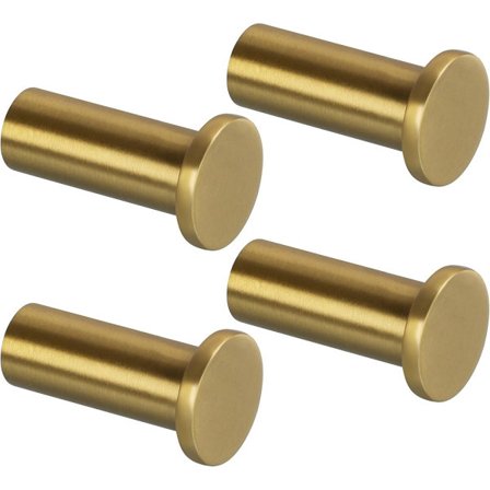 4-pak runde skrue vægkroge - robuste rustfri stålkroge til badeværelse, soveværelse, køkken, entre og håndklædeholder - 16 x 35 mm - guld