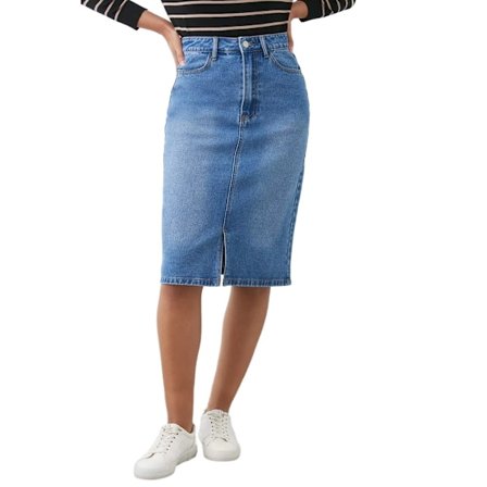 Dorothy Perkins Damkjol i Denim, Midi, Storlek 10 UK, Mellanblå